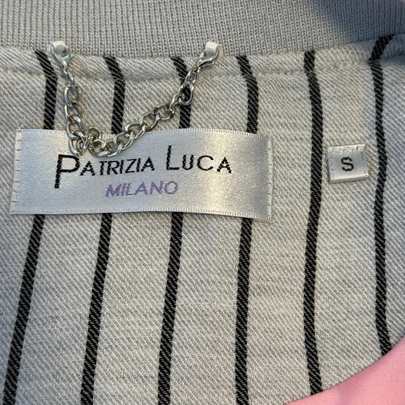 Patrizia Luca Milano Bomber Jacket Zip Up Grey Striped Long Sleeve Size S - Picture 7 of 12